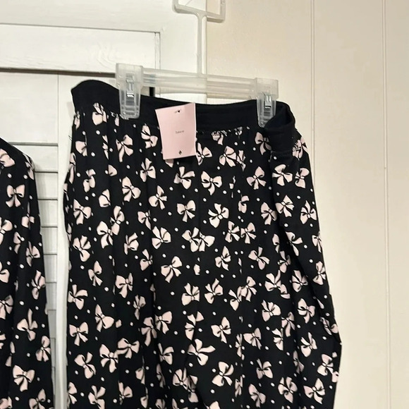 💕NWT Kate Spade New York Designer Luxury Women’s Pajama 2PC Set Black/Pink MED - Picture 6 of 9